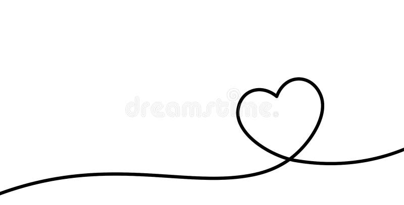 Valentines Card with Line Art Drawing of Simple Heart Sign Stock Vector ...