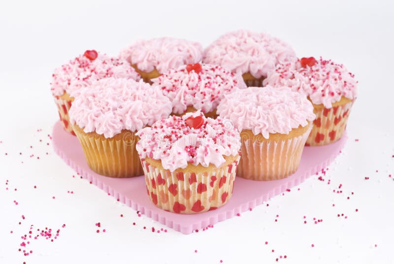 Valentines Cupcakes with Sprinkles Centered Stock Image Image of