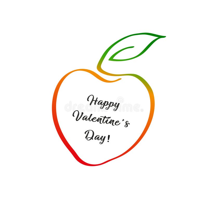 Valentines day, apple contour royalty free illustration