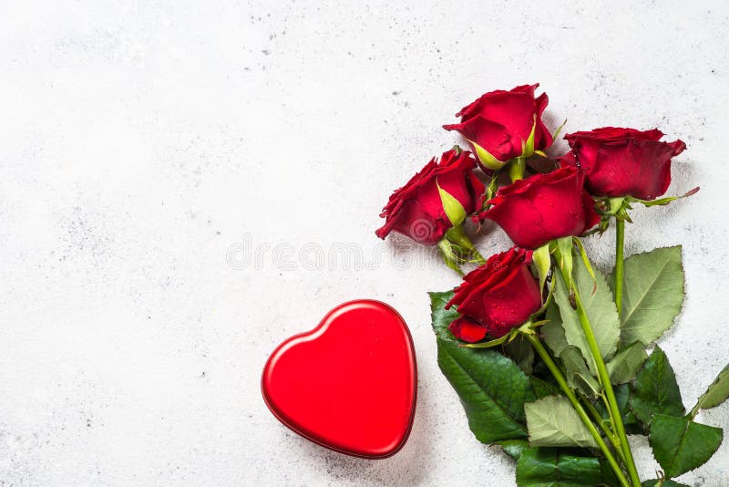 Valentines Day Background. Red Roses and Heart on White. Stock Image ...