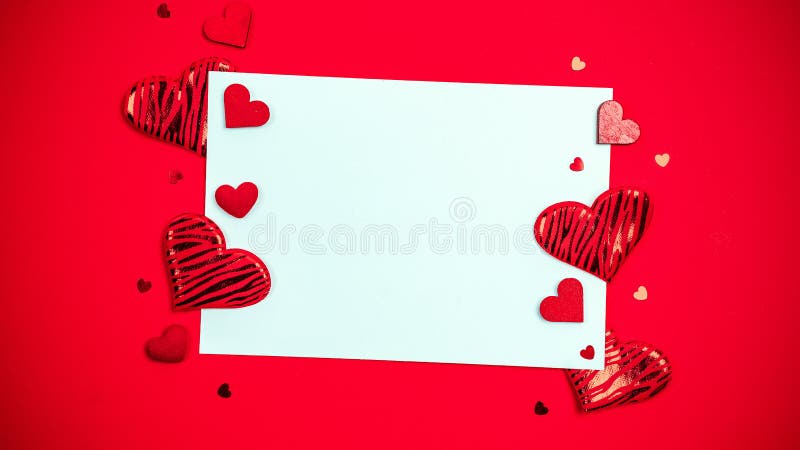 Valentines day banner. Red heart, romantic gift on love red background. Valentine day love beautiful decoration with