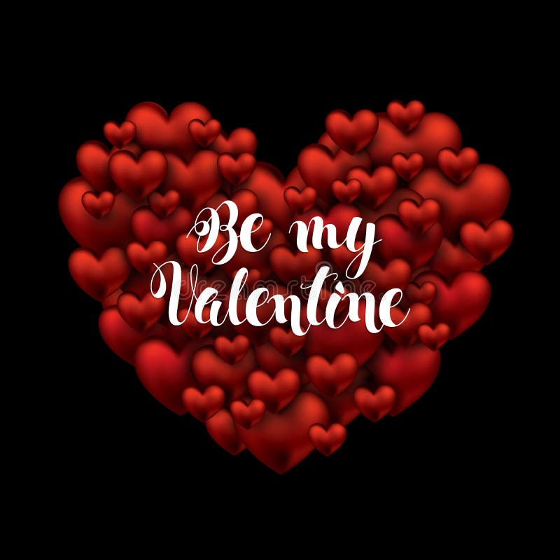 Valentines Day. Be my Valentine handwritten text. brush pen lettering on many hearts a big heart. vector illustration royalty free illustration Valentines Day. Be my Valentine handwritten text. brush pen lettering on many hearts a big heart. vector illustration royalty free illustration