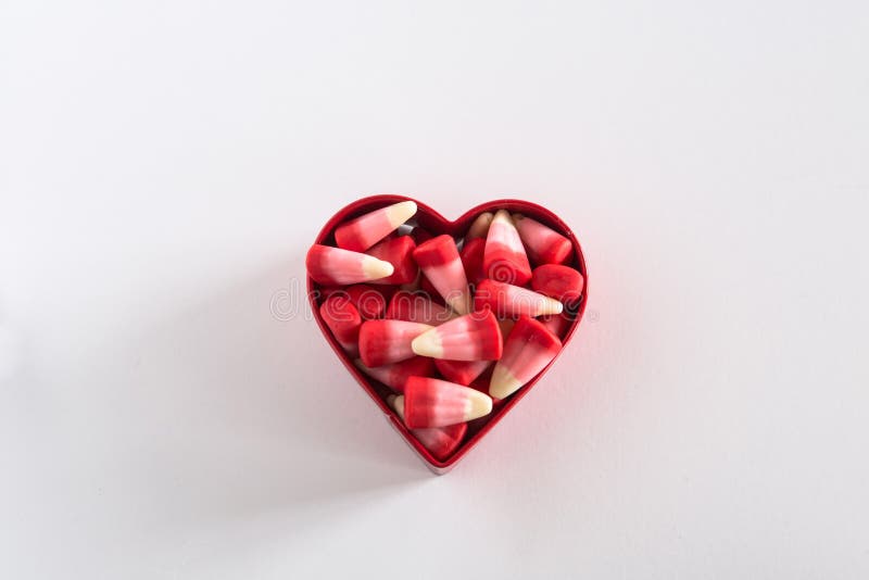Valentine S Day Candy Corn with Red Heart Stock Photo - Image of food