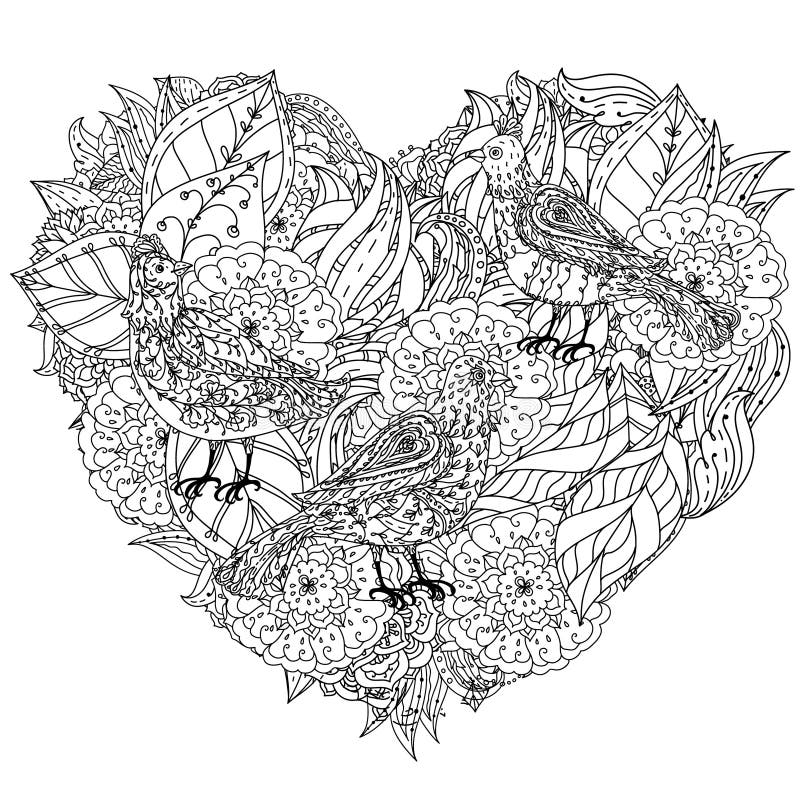Big Black and White Zentangle Heart Stock Vector - Illustration of ...