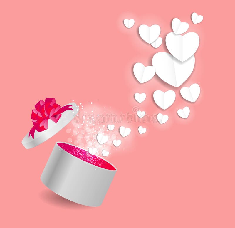 Valentines Day Card with Gift Box and Heart Shaped Stock Vector