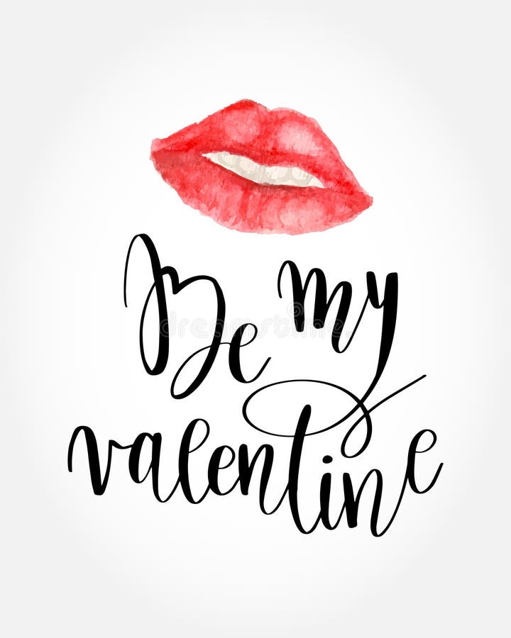 Valentines Day Card lettering Be my Valentine.