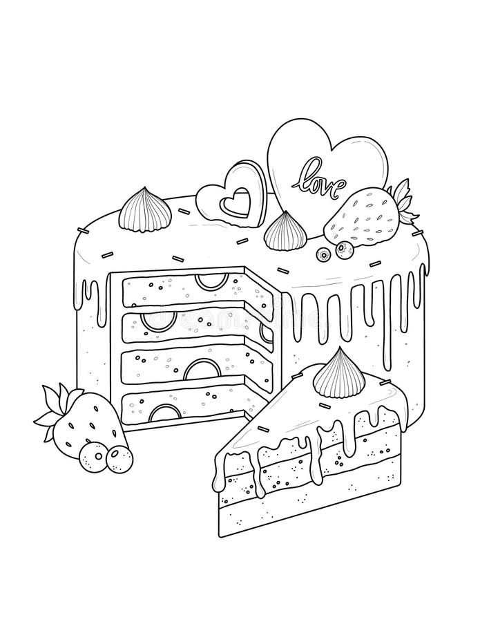 Valentines Day Coloring Page for Adult Stock Illustration