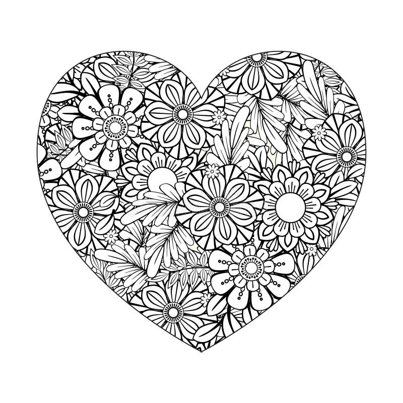 Valentines Day Coloring Page Stock Vector - Illustration of intricate ...