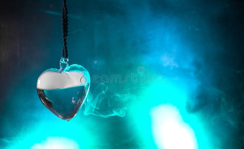 Valentines Day Concept. Glass Transparent Heart on Dark. Crystal Heart ...