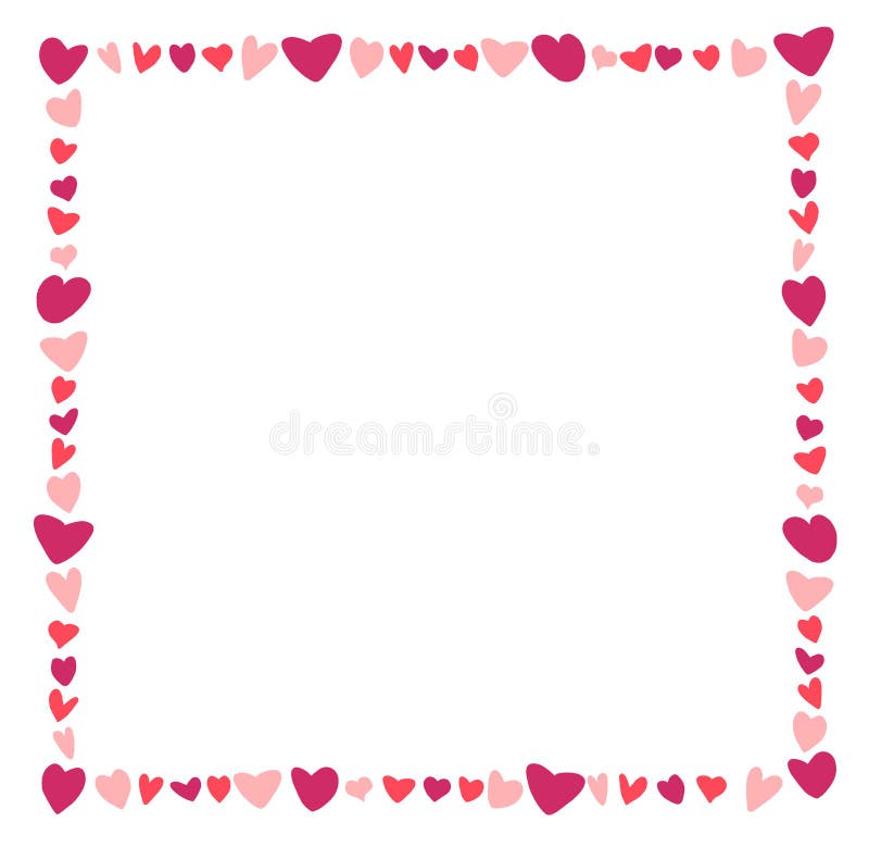 Valentines Day frame Background. Red and rose hearts photo frame. Vector illustration