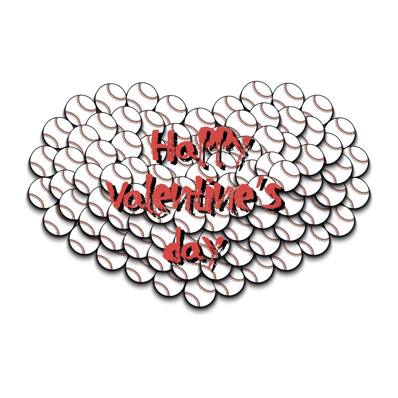Valentines Day and Heart from Baseball Balls Stock Vector