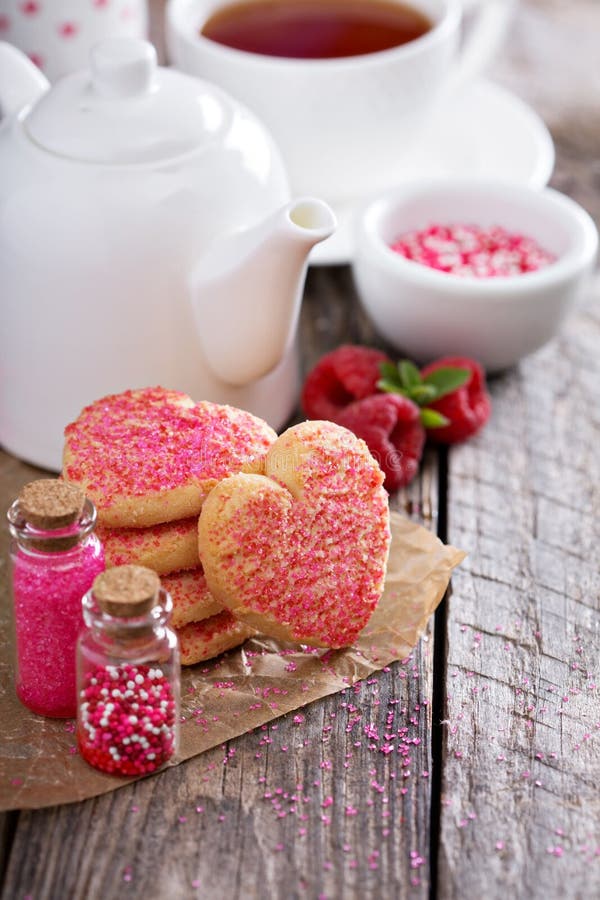 Valentines Day Sugar Cookies with Sprinkles Stock Photo Image of food