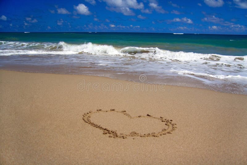 Valentines Heart On Sand On Beach Stock Image Image Of Cloud