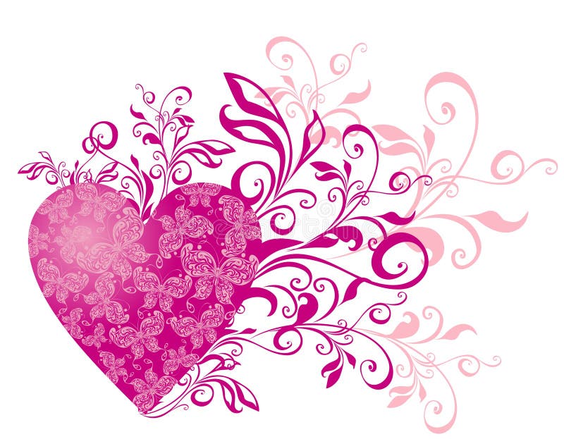 Valentines Hearts with butterfly. Vector
