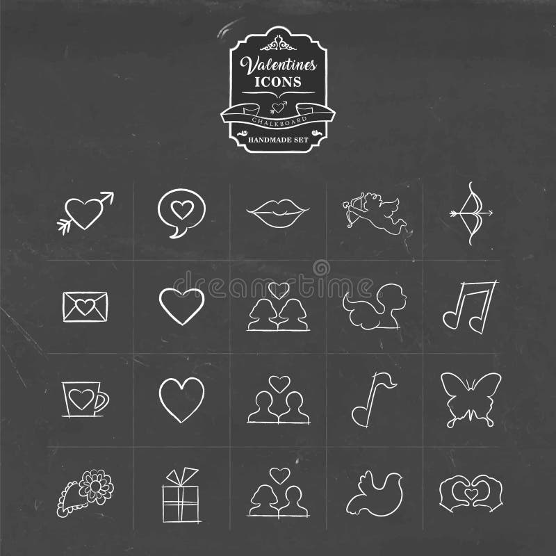 Valentines and love hand drawn sketch icon set stock illustration Valentines and love hand drawn sketch icon set stock illustration