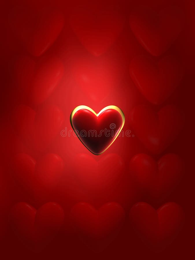 Valentines day lovely golden and red heart on red background. Valentines day lovely golden and red heart on red background