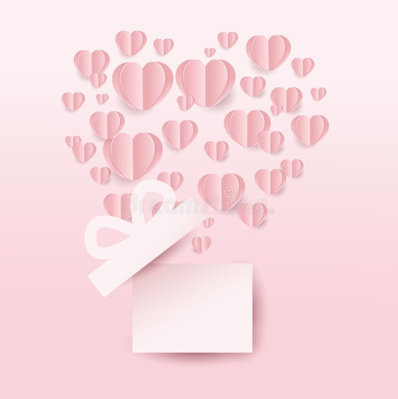 Valentine’s-Geschenkbox und Herzen Fliegen, Herzform auf rosa Hintergrund Papierschnittart Auch im corel abgehobenen Betrag stock abbildung Valentine’s-Geschenkbox und Herzen Fliegen, Herzform auf rosa Hintergrund Papierschnittart Auch im corel abgehobenen Betrag stock abbildung