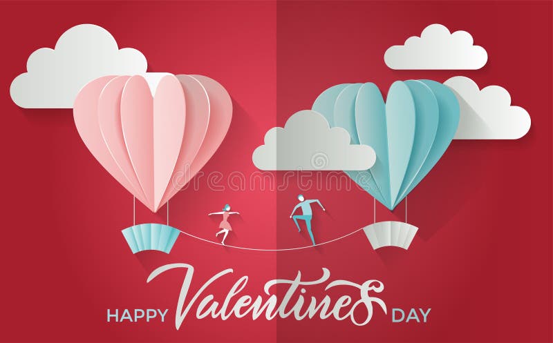 Valentins kortet f?r dagh?lsningen med att m?rka lycklig valentindag f?r text och den unga parpojken och flickan m?ter sig p? sp? royaltyfri illustrationer Valentins kortet f?r dagh?lsningen med att m?rka lycklig valentindag f?r text och den unga parpojken och flickan m?ter sig p? sp? royaltyfri illustrationer