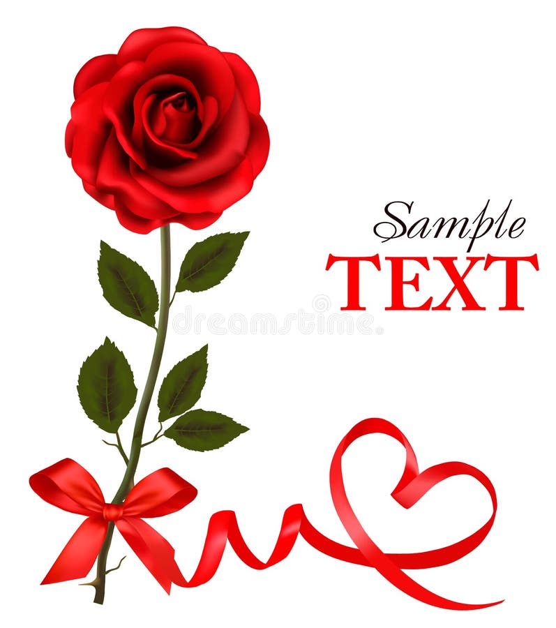 Valentinsgruß `s Tageskarte. Rote Rosen und roter Bogen des Geschenks. lizenzfreie abbildung Valentinsgruß `s Tageskarte. Rote Rosen und roter Bogen des Geschenks. lizenzfreie abbildung