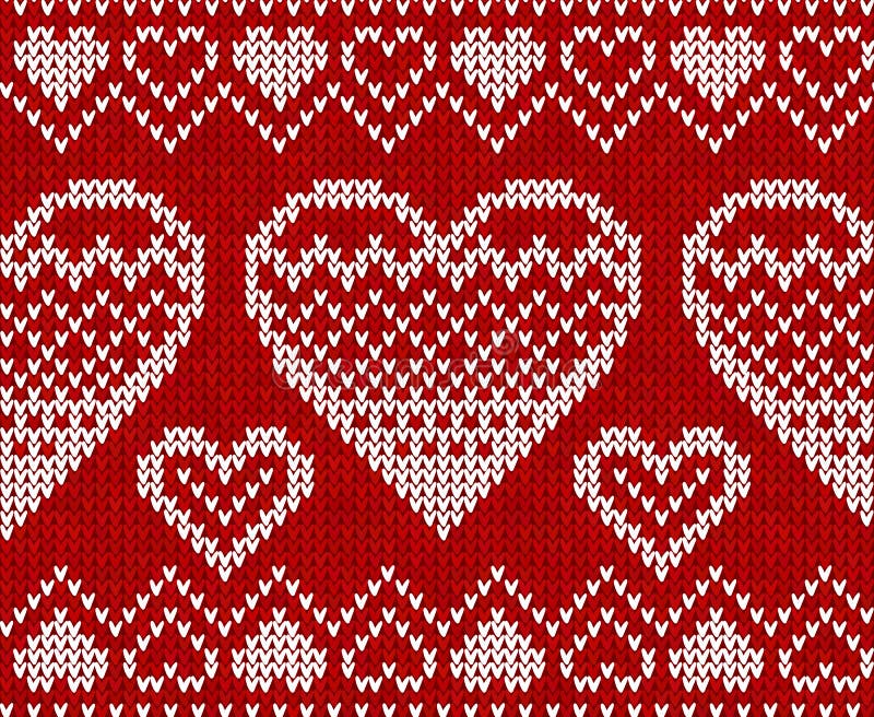 Valentinsgrußtagesrot gestricktes vektornahtloses Muster lizenzfreie abbildung