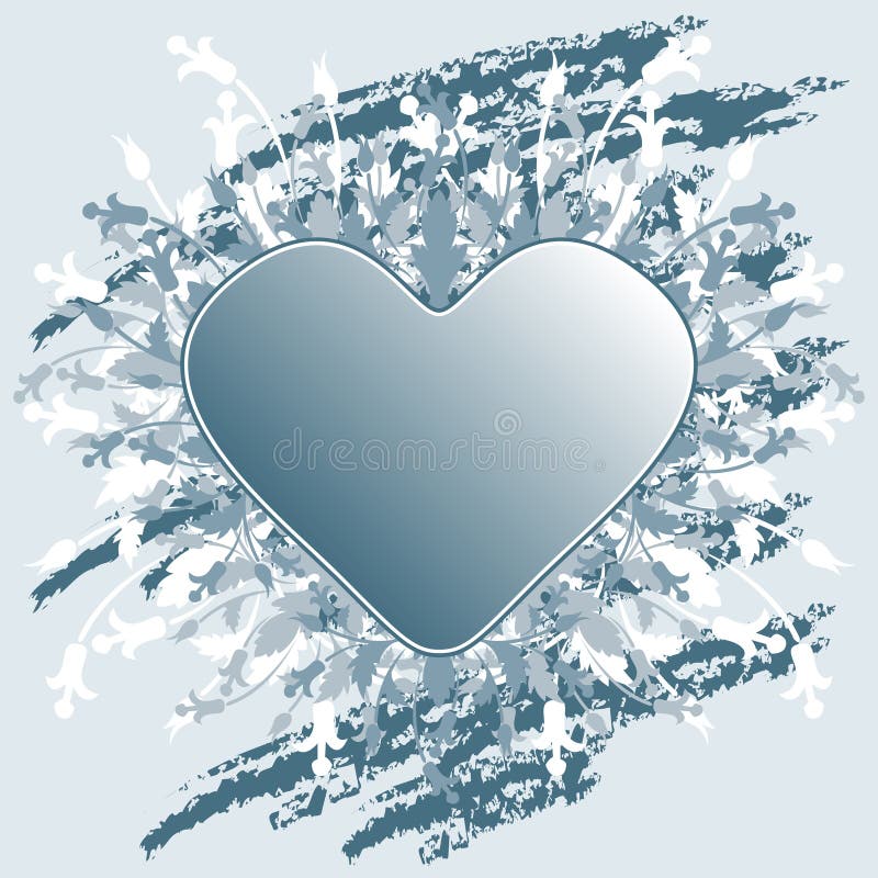 Valentinstaggrußkarte mit Blumeninnerem auf blauem grunge vektor abbildung Valentinstaggrußkarte mit Blumeninnerem auf blauem grunge vektor abbildung