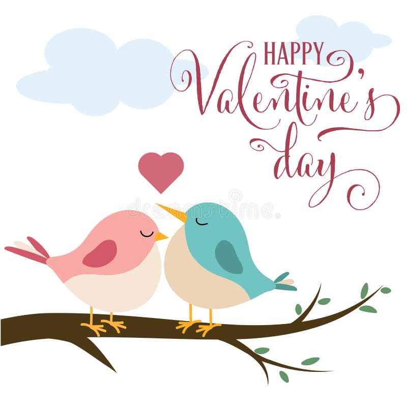 Valentinstagkarte mit netten Vögeln in der Liebe vektor abbildung Valentinstagkarte mit netten Vögeln in der Liebe vektor abbildung