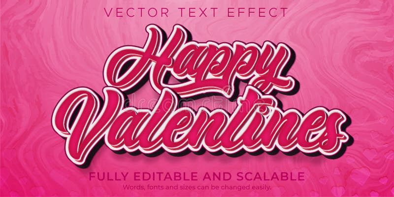 Valentías amor efecto de texto estilo de texto de corazón editable