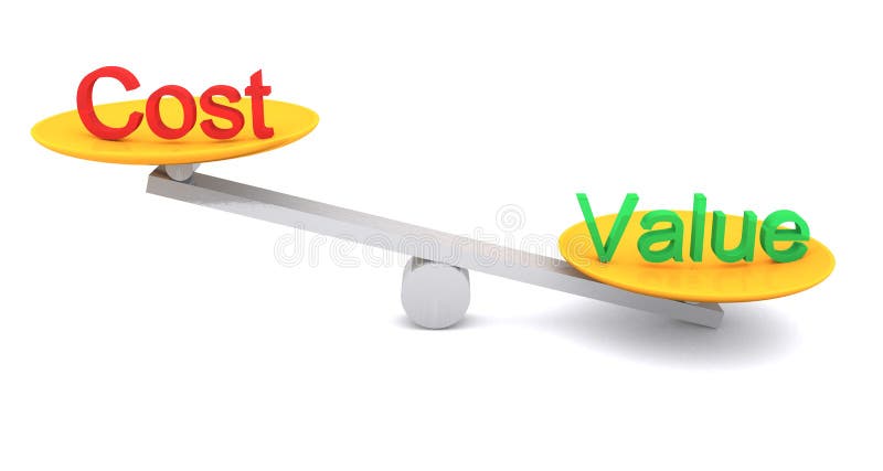 Valeur contre le coût illustration de vecteur Valeur contre le coût illustration de vecteur