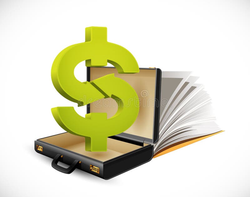 Valise d'affaires - concept de finances - serviette d'homme d'affaires de symbole dollar illustration libre de droits Valise d'affaires - concept de finances - serviette d'homme d'affaires de symbole dollar illustration libre de droits