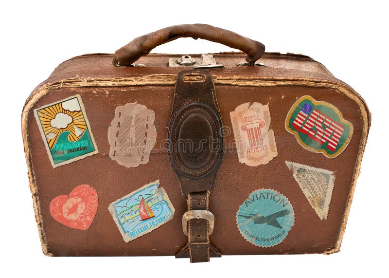 Vieille valise avec des autocollants de voyage 450767 Art