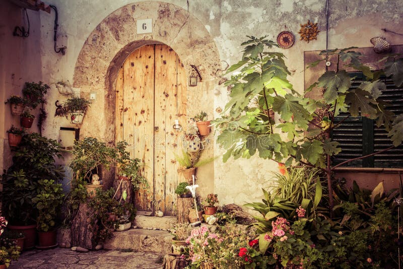 Download Valldemossa doors stock photo. Image of city, rural, mallorca - 75089486