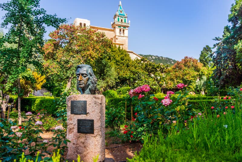 Statue of Frederic Chopin a Polish composer and virtuoso pianist, Valldemossa, Spain