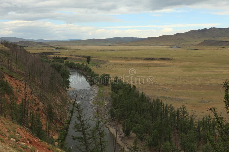 Valle Ulaan Gol River de Orkhon del parque nacional fotos de archivo Valle Ulaan Gol River de Orkhon del parque nacional fotos de archivo