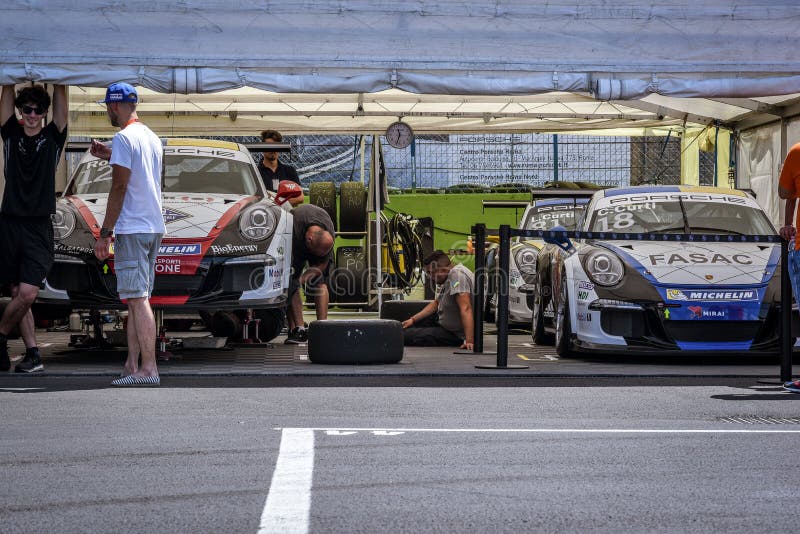 Vallelunga, Rome, Italië 24 juni 2017 Italiaans Porsche Carrera C stock afbeeldingen Vallelunga, Rome, Italië 24 juni 2017 Italiaans Porsche Carrera C stock afbeeldingen