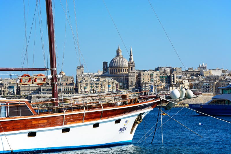 Valletta Skyline and Yacht, Malta. Editorial Photo - Image of townscape ...