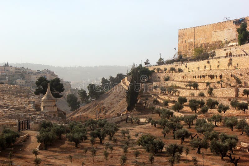 Valley of Kidron with Tomb of Absalom and the walls of Old City