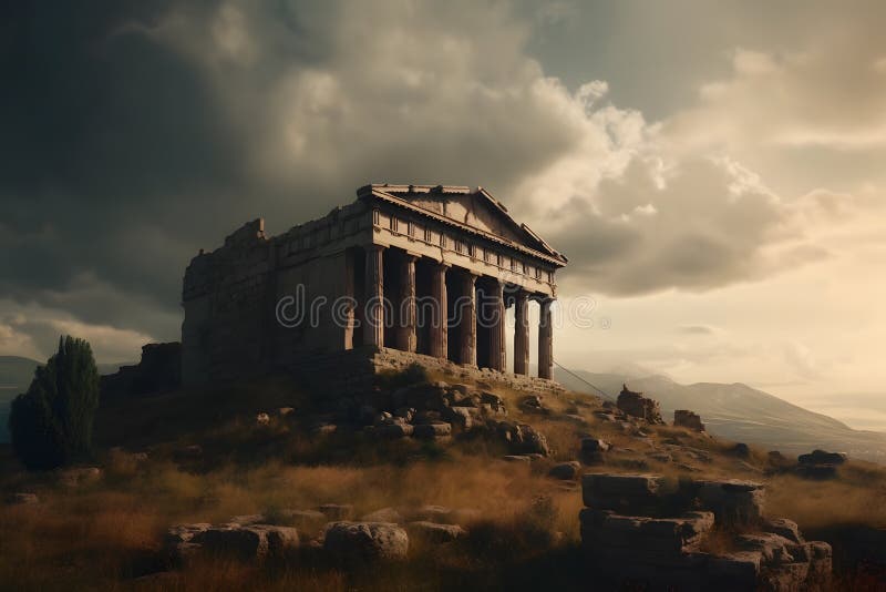 Valley of the Temples. Ancient Greek Temple Stock Illustration