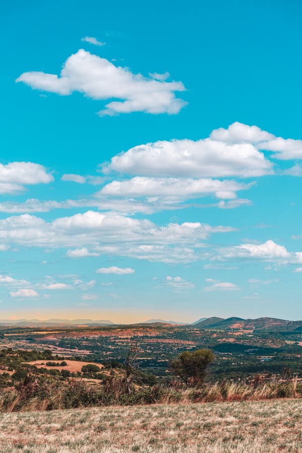 Valley View with Blue Sky and Clouds in the Evening Stock Image Image