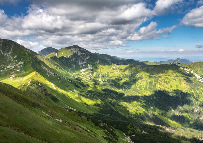 Valleys, ridges and peaks of summer Western Tatras mountains
