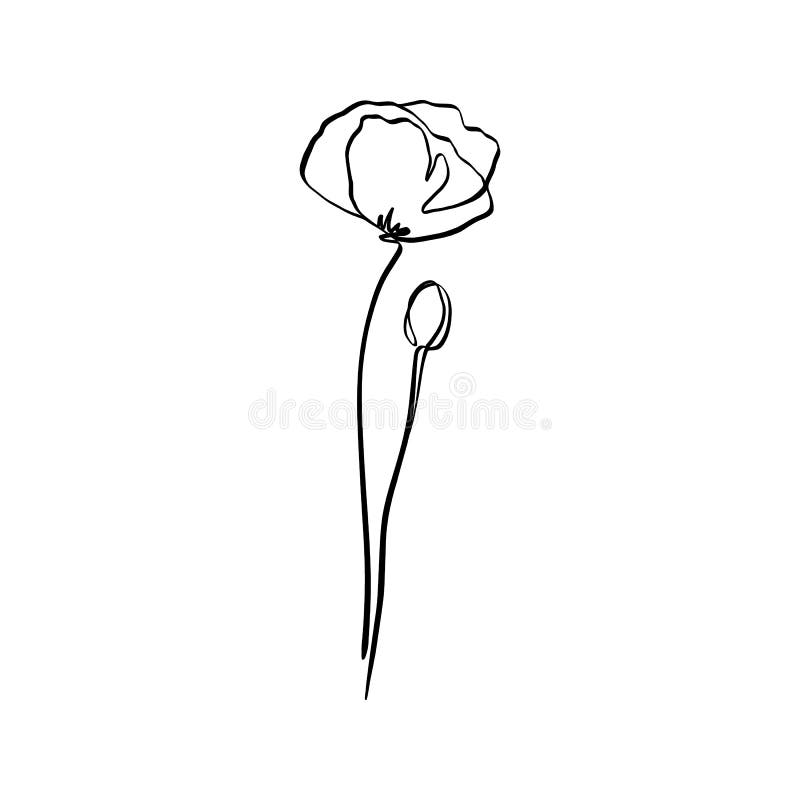 Vallmoblomman är en rasterkonst Vektorabstrakt anläggning i ett trendy minimalistiskt format stock illustrationer