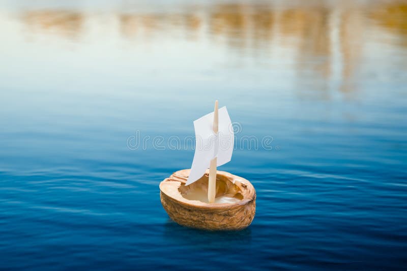 Valnöt Shell Boat royaltyfri foto Valnöt Shell Boat royaltyfri foto