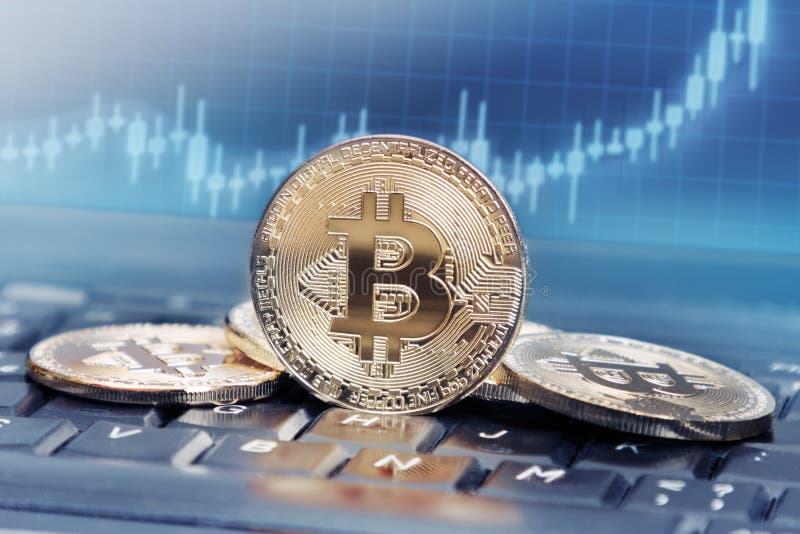 Bitcoin Valore Bitcoin Con I Grafici Bianchi Della Freccia E Del Candeliere Di Aumento