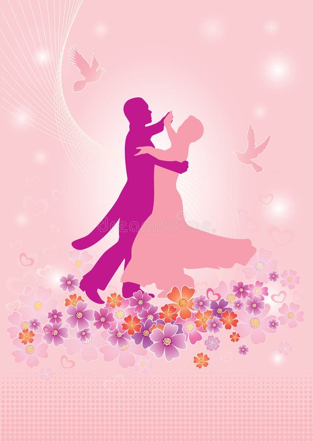 Casal feliz a dançar valsa ilustração royalty free