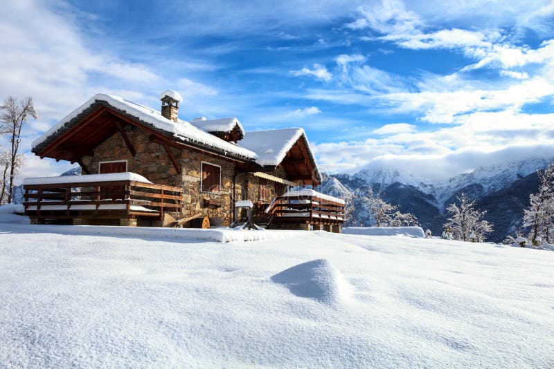 Valsesia Chalet stock image. Image of alpine, snowshoeing - 51713049