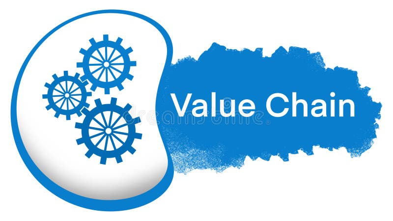 Value Chain Blue Gears Rounded Spatter Text vector illustration