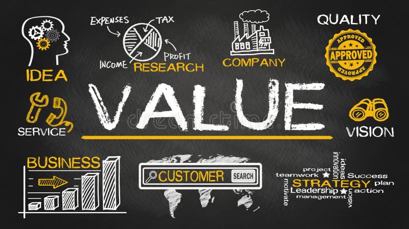 Value concept with business elements royalty free illustration