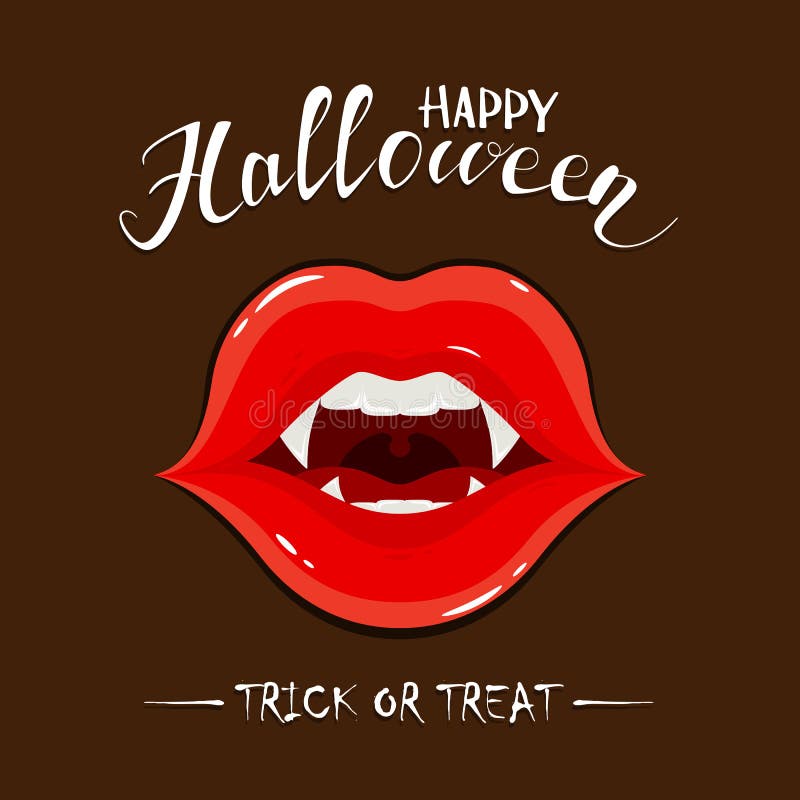 Download Vampire Lips And Lettering Happy Halloween Stock Vector ...