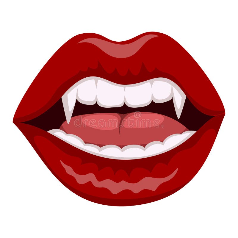 Female Red Vampire Lips with Bite Fangs Stock Vector - Illustration of ...