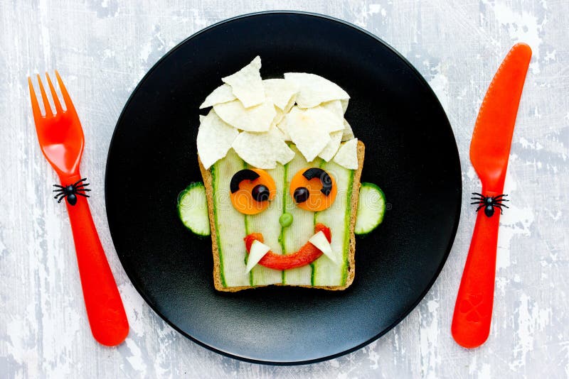 Vampire sandwich for Halloween, healthy breakfast idea