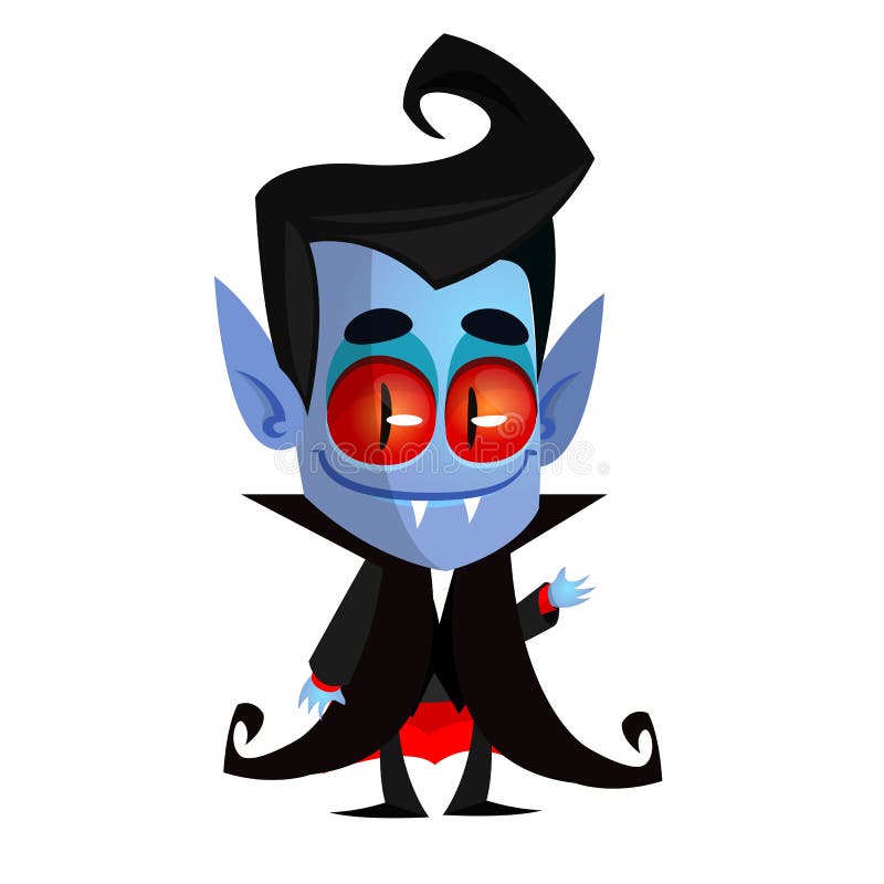 Personagem De Desenho Animado De Vampiro No Fundo Do Cemitério Noturno.  Ilustração De Halloween De Criatura Engraçada. Pacote, Cartaz Ou Design De  Convite De Saudação. Vector Isolado Royalty Free SVG, Cliparts, Vetores